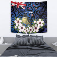 Tomtit New Zealand Personalised Tapestry Miromiro Manuka Flower Maori Pattern