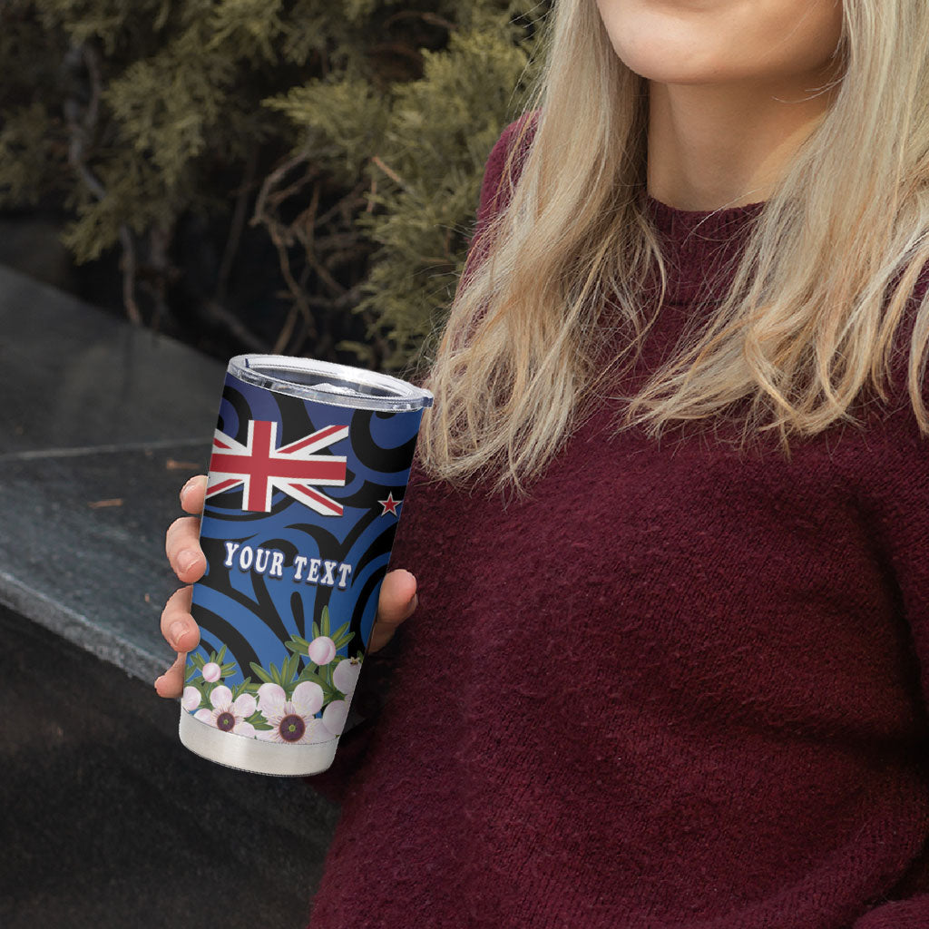 Tomtit New Zealand Personalised Tumbler Cup Miromiro Manuka Flower Maori Pattern LT22 - Polynesian Pride