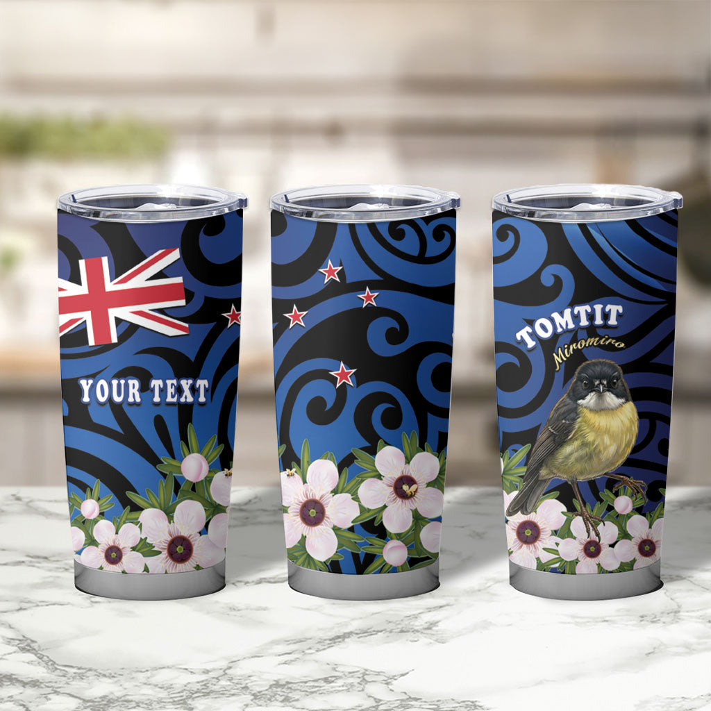 Tomtit New Zealand Personalised Tumbler Cup Miromiro Manuka Flower Maori Pattern LT22 - Polynesian Pride