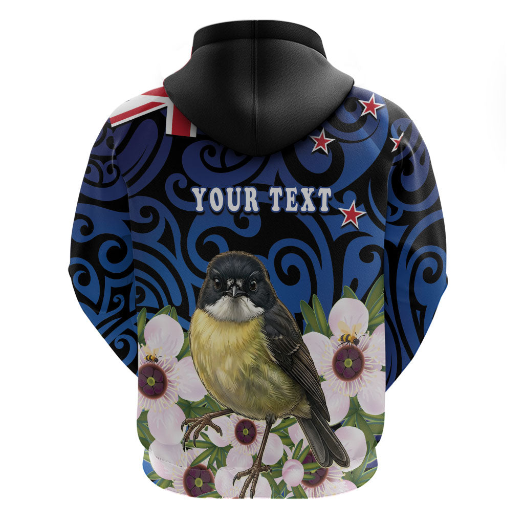 Tomtit New Zealand Personalised Zip Hoodie Miromiro Manuka Flower Maori Pattern LT22 - Polynesian Pride