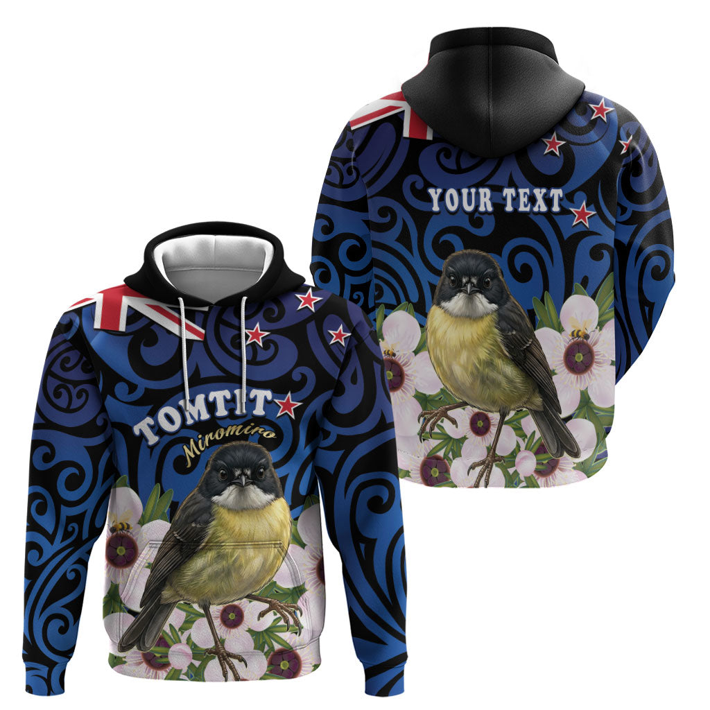 Tomtit New Zealand Personalised Zip Hoodie Miromiro Manuka Flower Maori Pattern LT22 - Polynesian Pride