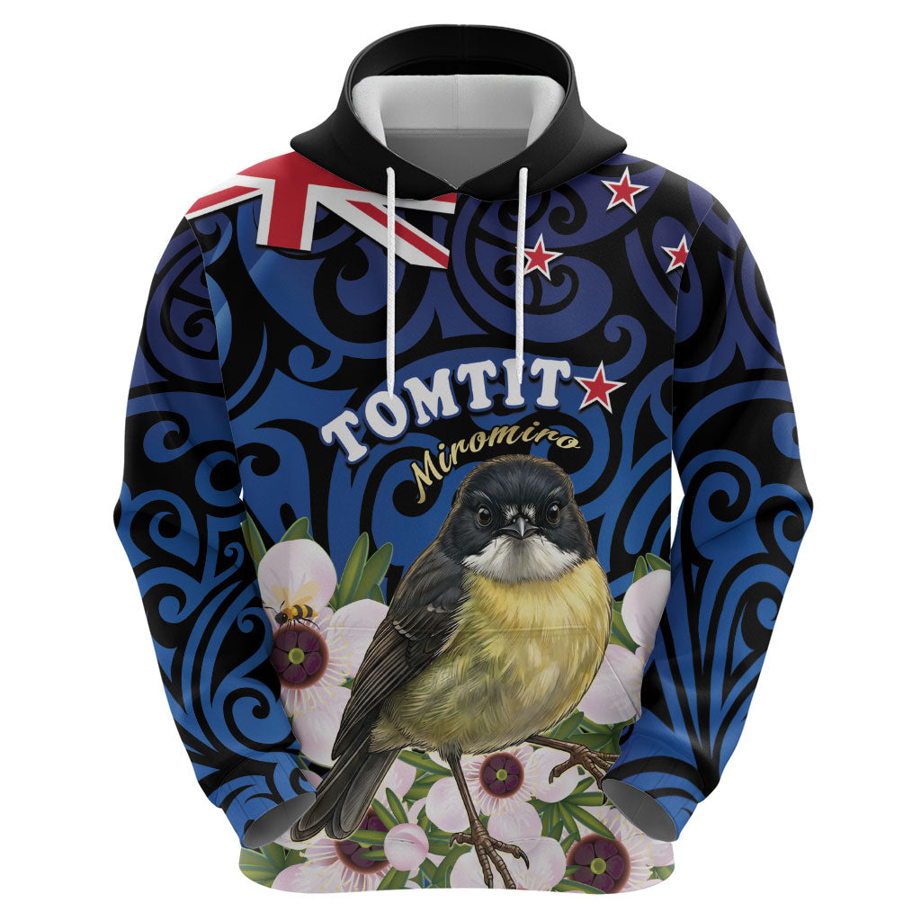Tomtit New Zealand Personalised Zip Hoodie Miromiro Manuka Flower Maori Pattern LT22 - Polynesian Pride