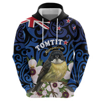 Tomtit New Zealand Personalised Zip Hoodie Miromiro Manuka Flower Maori Pattern LT22 - Polynesian Pride