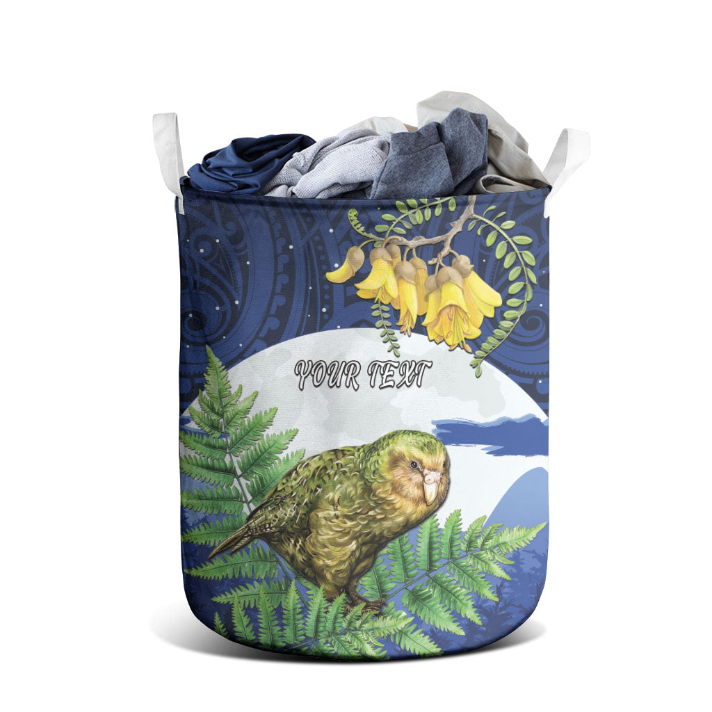 Kakapo New Zealand Personalised Laundry Basket Kowhai Flower Silver Fern Maori Pattern LT22 - Polynesian Pride
