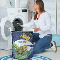 Kakapo New Zealand Personalised Laundry Basket Kowhai Flower Silver Fern Maori Pattern LT22 - Polynesian Pride