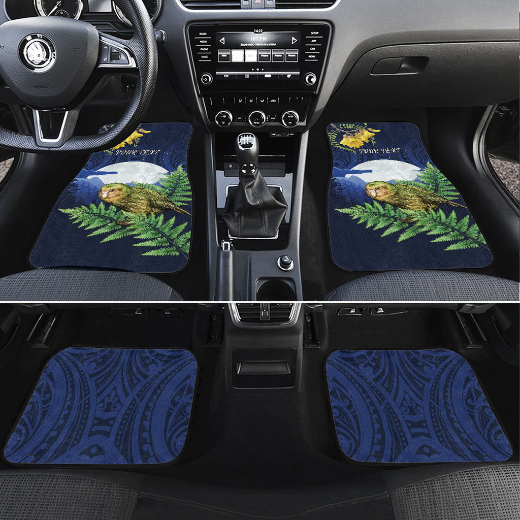 Kakapo New Zealand Personalised Car Mats Kowhai Flower Silver Fern Maori Pattern