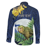 Kakapo New Zealand Personalised Family Matching Long Sleeve Bodycon Dress and Hawaiian Shirt Kowhai Flower Silver Fern Maori Pattern
