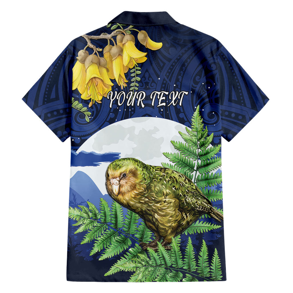 Kakapo New Zealand Personalised Family Matching Short Sleeve Bodycon Dress and Hawaiian Shirt Kowhai Flower Silver Fern Maori Pattern