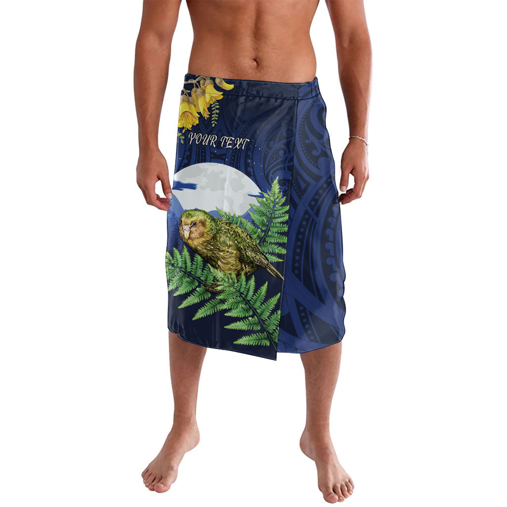 Kakapo New Zealand Personalised Lavalava Kowhai Flower Silver Fern Maori Pattern LT22 Blue - Polynesian Pride