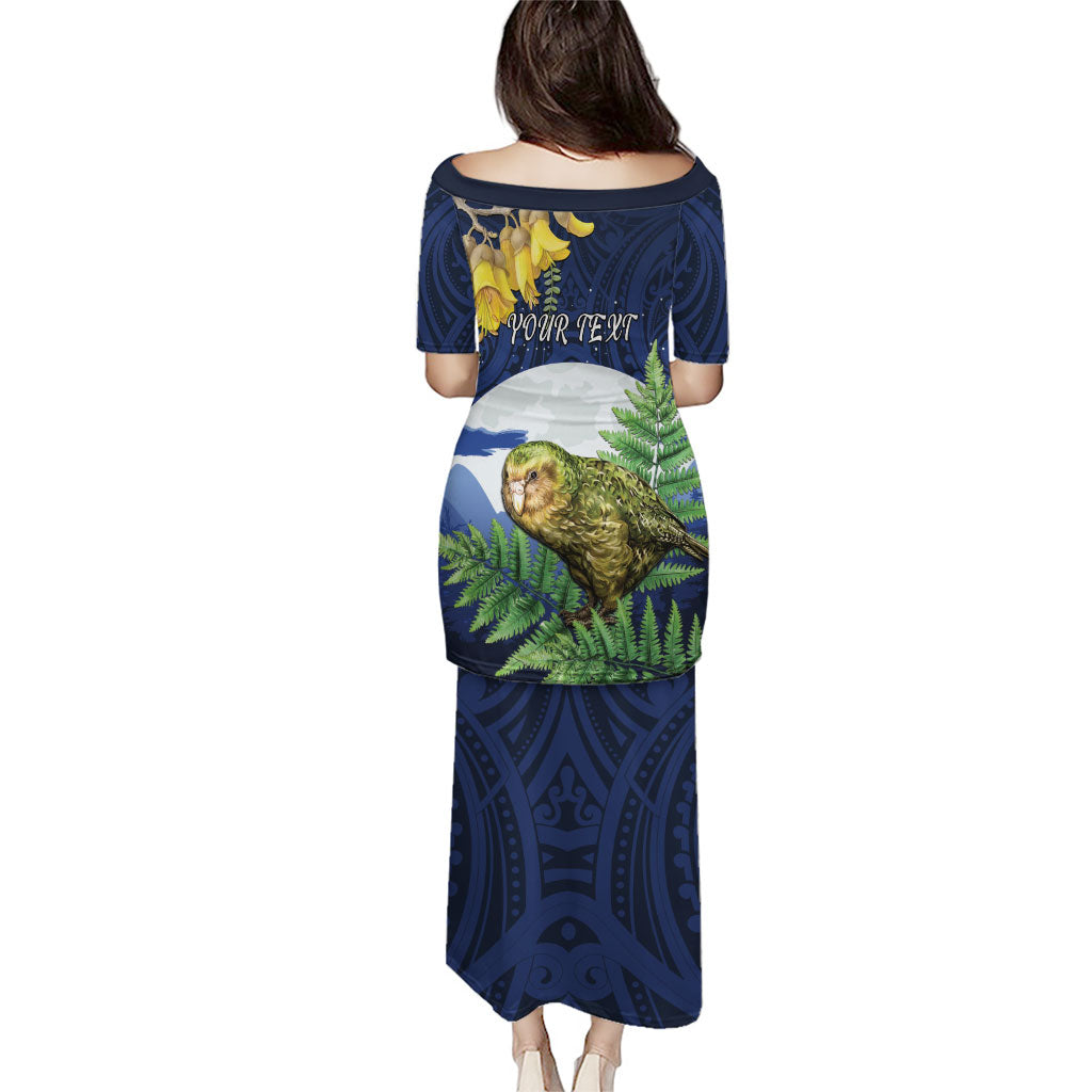 Kakapo New Zealand Personalised Puletasi Kowhai Flower Silver Fern Maori Pattern LT22 - Polynesian Pride