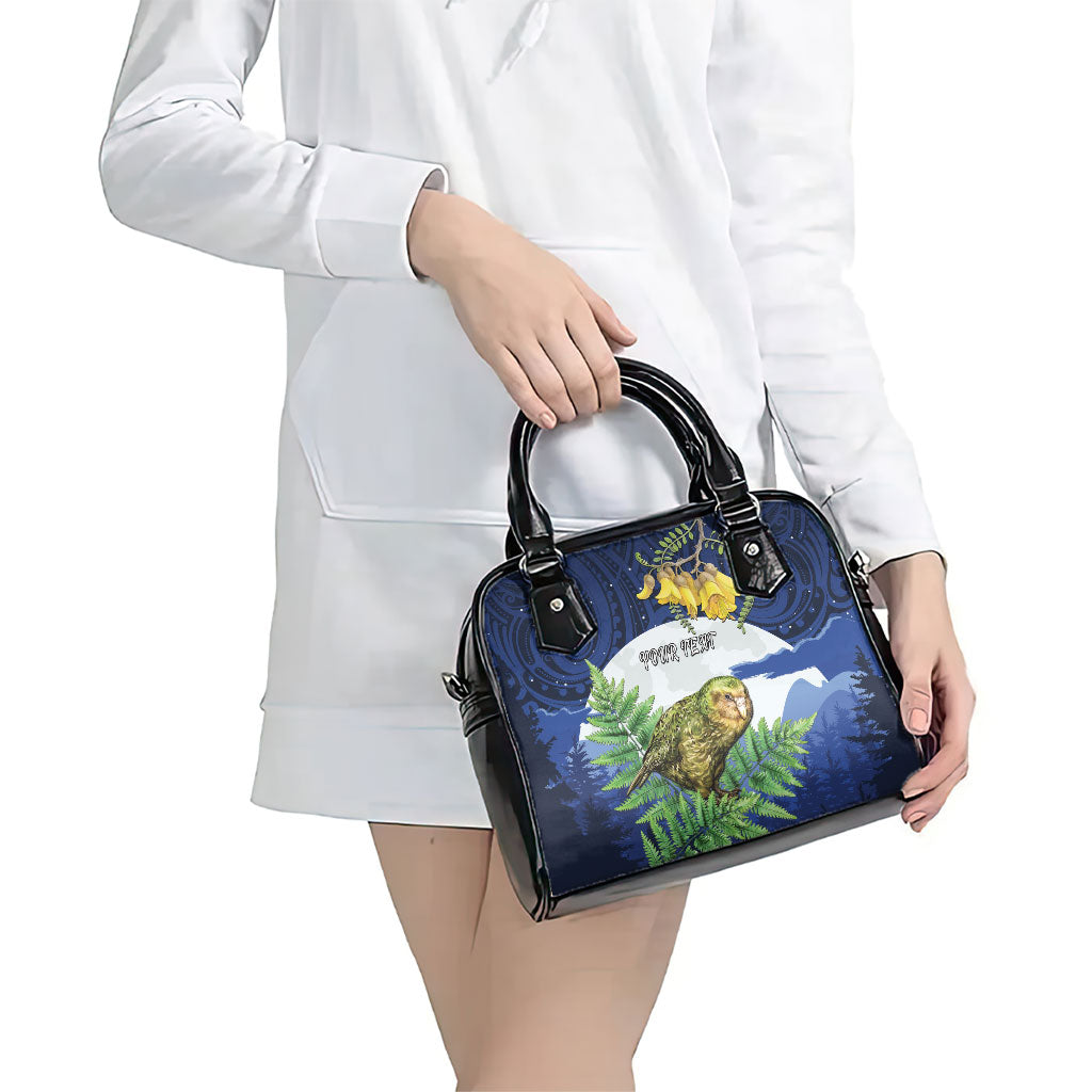 Kakapo New Zealand Personalised Shoulder Handbag Kowhai Flower Silver Fern Maori Pattern LT22 - Polynesian Pride