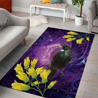 New Zealand Tui Bird Matariki Area Rug Kowhai Flower Silver Fern Galaxy Maori Pattern LT22 - Polynesian Pride
