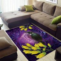 New Zealand Tui Bird Matariki Area Rug Kowhai Flower Silver Fern Galaxy Maori Pattern LT22 - Polynesian Pride