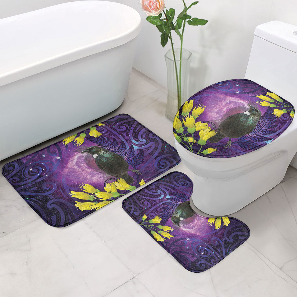 New Zealand Tui Bird Matariki Bathroom Set Kowhai Flower Silver Fern Galaxy Maori Pattern LT22 - Polynesian Pride