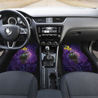 New Zealand Tui Bird Matariki Car Mats Kowhai Flower Silver Fern Galaxy Maori Pattern LT22 Set 2pcs - Front Purple - Polynesian Pride