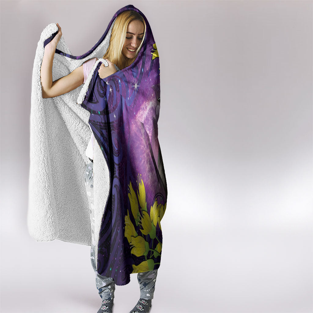 New Zealand Tui Bird Matariki Hooded Blanket Kowhai Flower Silver Fern Galaxy Maori Pattern LT22 - Polynesian Pride