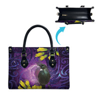 New Zealand Tui Bird Matariki Leather Bag Kowhai Flower Silver Fern Galaxy Maori Pattern LT22 - Polynesian Pride