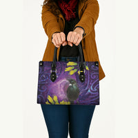 New Zealand Tui Bird Matariki Leather Bag Kowhai Flower Silver Fern Galaxy Maori Pattern LT22 - Polynesian Pride