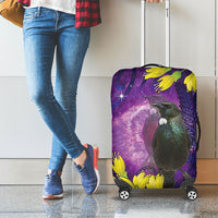 New Zealand Tui Bird Matariki Luggage Cover Kowhai Flower Silver Fern Galaxy Maori Pattern LT22 - Polynesian Pride