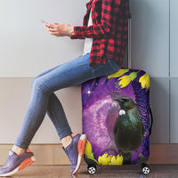 New Zealand Tui Bird Matariki Luggage Cover Kowhai Flower Silver Fern Galaxy Maori Pattern LT22 - Polynesian Pride