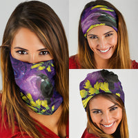 New Zealand Tui Bird Matariki Neck Gaiter Kowhai Flower Silver Fern Galaxy Maori Pattern LT22 - Polynesian Pride