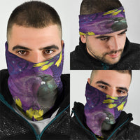 New Zealand Tui Bird Matariki Neck Gaiter Kowhai Flower Silver Fern Galaxy Maori Pattern LT22 - Polynesian Pride