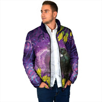 New Zealand Tui Bird Matariki Padded Jacket Kowhai Flower Silver Fern Galaxy Maori Pattern LT22 - Polynesian Pride