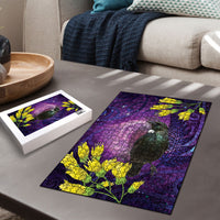 New Zealand Tui Bird Matariki Puzzle Kowhai Flower Silver Fern Galaxy Maori Pattern LT22 - Polynesian Pride