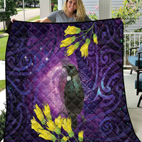 New Zealand Tui Bird Matariki Quilt Kowhai Flower Silver Fern Galaxy Maori Pattern LT22 Purple - Polynesian Pride