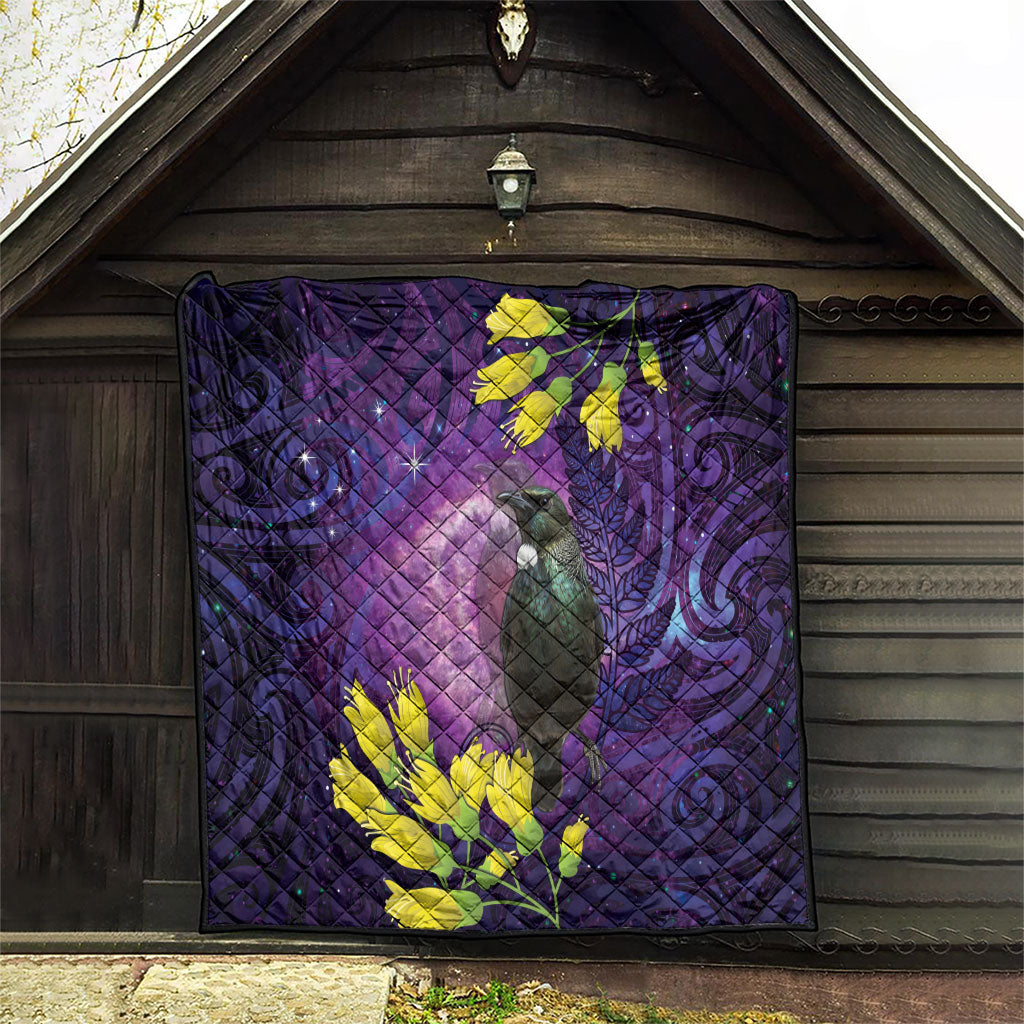 New Zealand Tui Bird Matariki Quilt Kowhai Flower Silver Fern Galaxy Maori Pattern LT22 - Polynesian Pride
