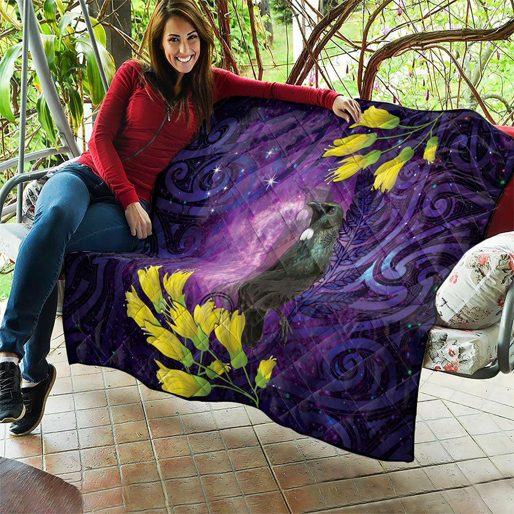 New Zealand Tui Bird Matariki Quilt Kowhai Flower Silver Fern Galaxy Maori Pattern LT22 - Polynesian Pride