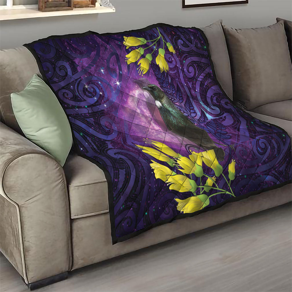 New Zealand Tui Bird Matariki Quilt Kowhai Flower Silver Fern Galaxy Maori Pattern LT22 - Polynesian Pride
