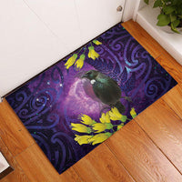 New Zealand Tui Bird Matariki Rubber Doormat Kowhai Flower Silver Fern Galaxy Maori Pattern LT22 - Polynesian Pride