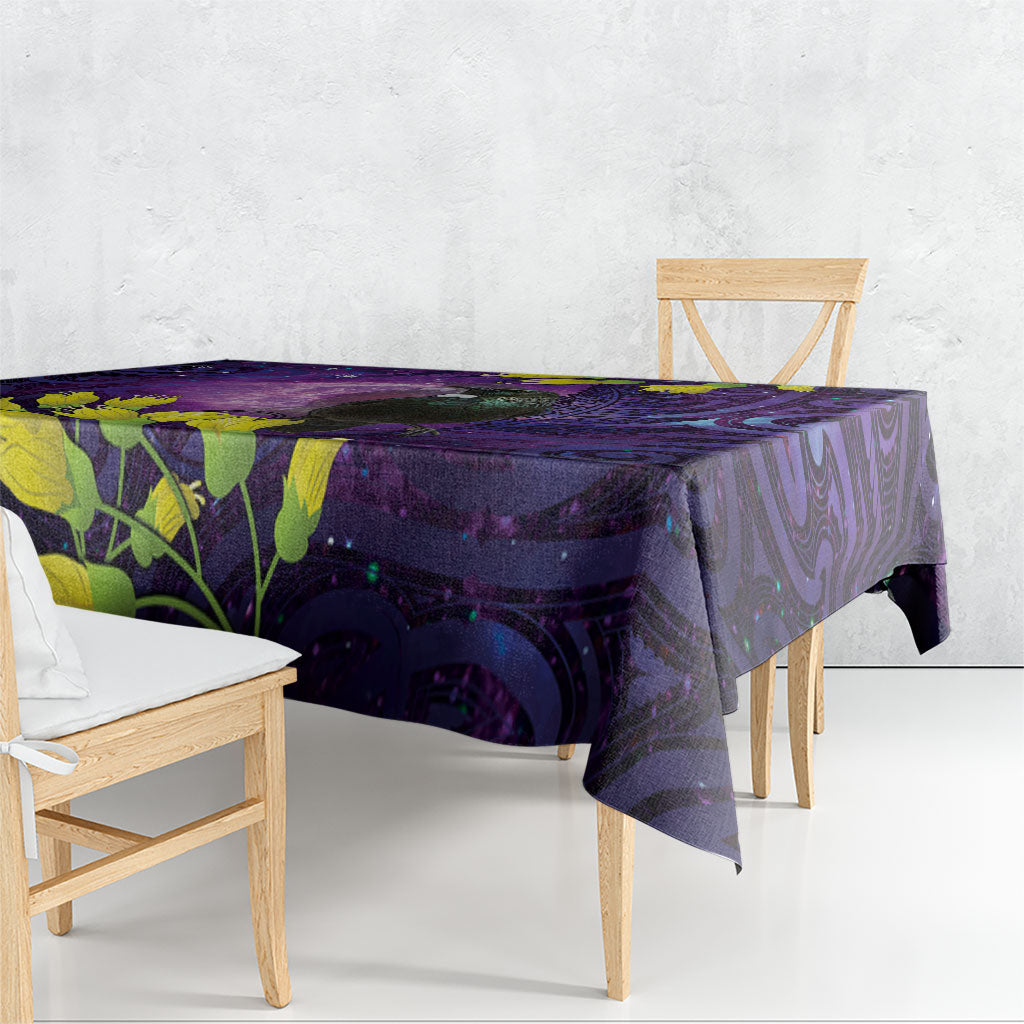 New Zealand Tui Bird Matariki Tablecloth Kowhai Flower Silver Fern Galaxy Maori Pattern LT22 - Polynesian Pride