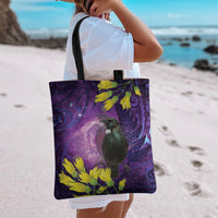 New Zealand Tui Bird Matariki Tote Bag Kowhai Flower Silver Fern Galaxy Maori Pattern LT22 - Polynesian Pride