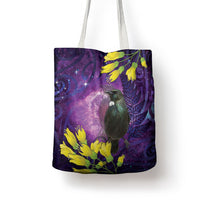 New Zealand Tui Bird Matariki Tote Bag Kowhai Flower Silver Fern Galaxy Maori Pattern LT22 - Polynesian Pride