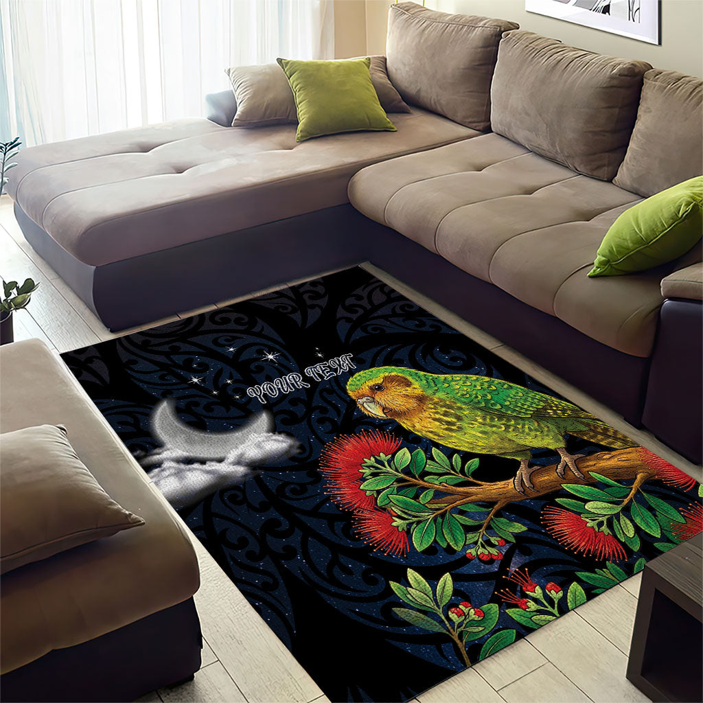 New Zealand Kakapo Matariki Personalised Area Rug Pohutukawa Flower Galaxy Maori Pattern LT22 - Polynesian Pride