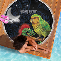 New Zealand Kakapo Matariki Personalised Beach Blanket Pohutukawa Flower Galaxy Maori Pattern LT22 - Polynesian Pride