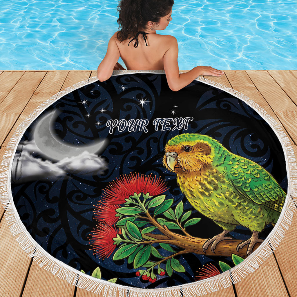 New Zealand Kakapo Matariki Personalised Beach Blanket Pohutukawa Flower Galaxy Maori Pattern LT22 - Polynesian Pride