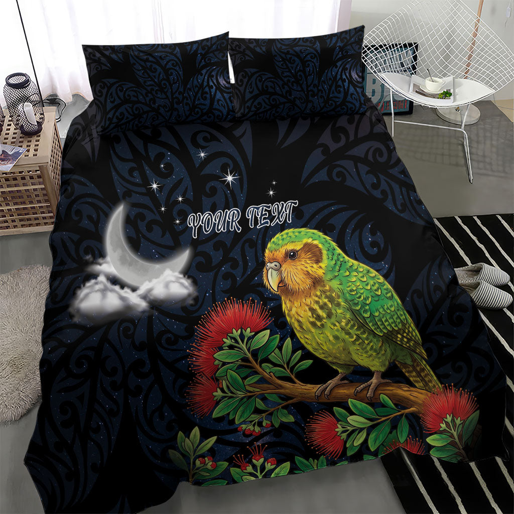 New Zealand Kakapo Matariki Personalised Bedding Set Pohutukawa Flower Galaxy Maori Pattern LT22 - Polynesian Pride