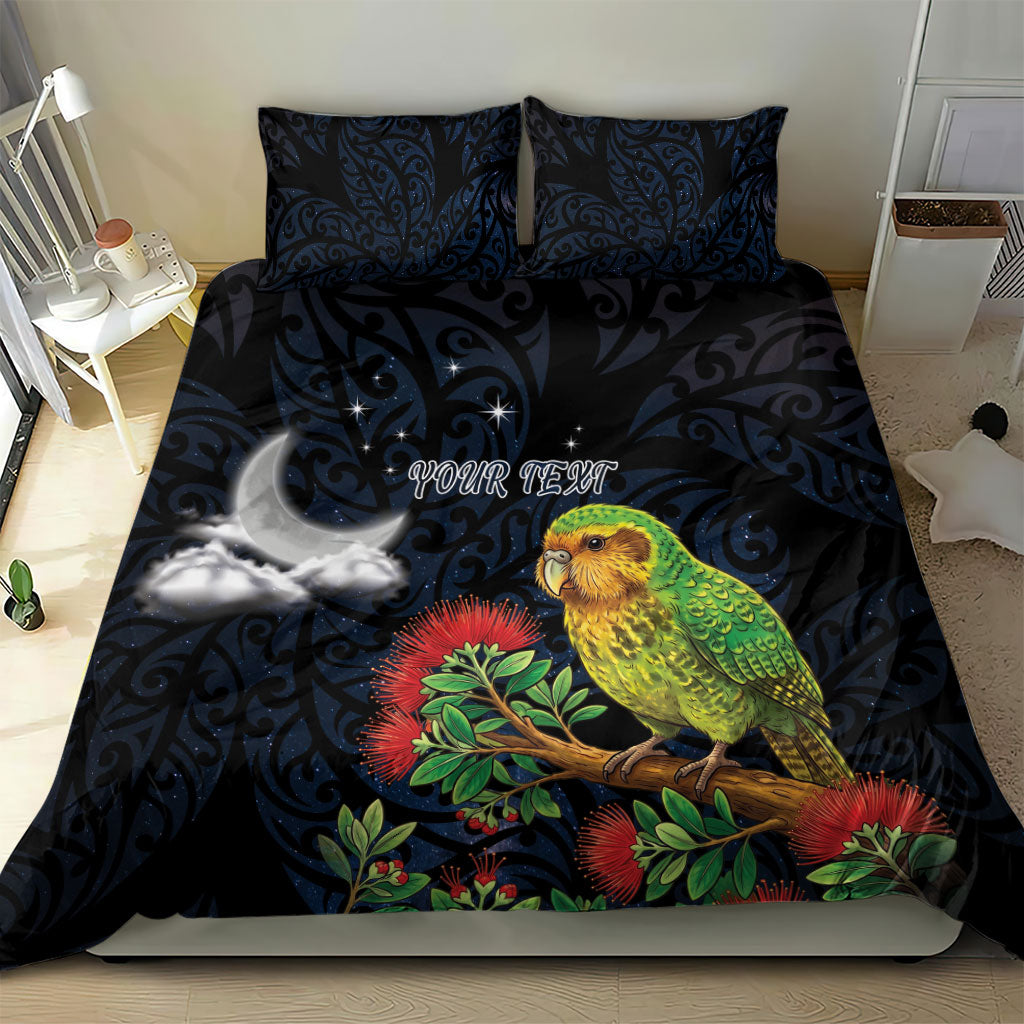 New Zealand Kakapo Matariki Personalised Bedding Set Pohutukawa Flower Galaxy Maori Pattern LT22 - Polynesian Pride