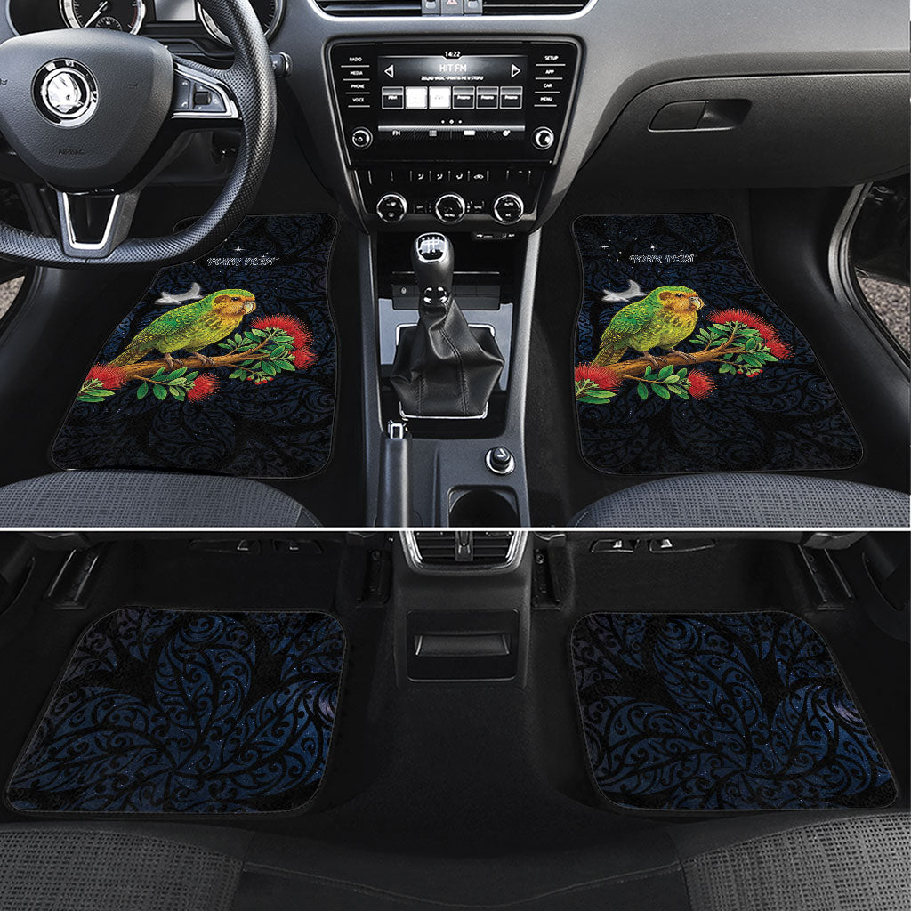 New Zealand Kakapo Matariki Personalised Car Mats Pohutukawa Flower Galaxy Maori Pattern