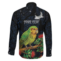 New Zealand Kakapo Matariki Personalised Family Matching Long Sleeve Bodycon Dress and Hawaiian Shirt Pohutukawa Flower Galaxy Maori Pattern LT22 - Polynesian Pride