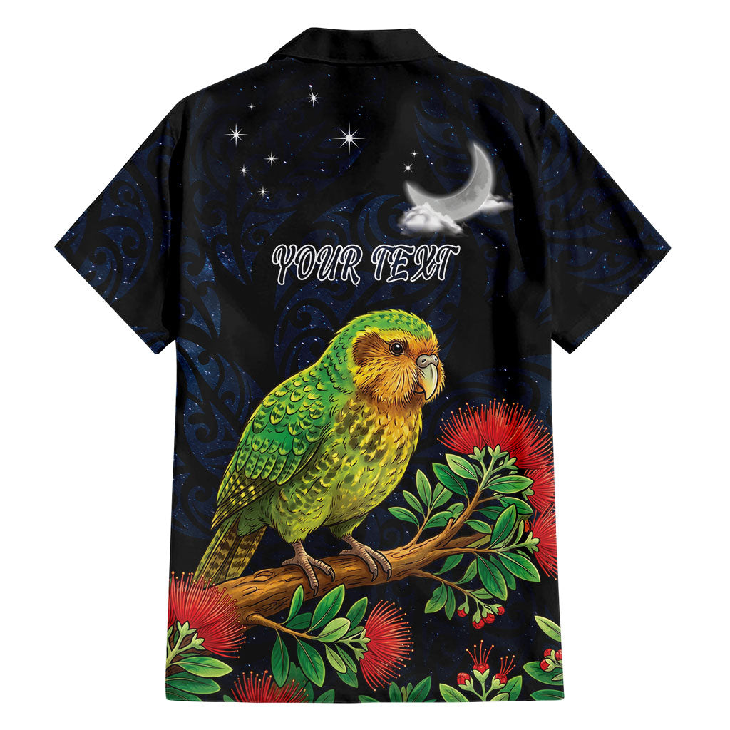 New Zealand Kakapo Matariki Personalised Family Matching Off The Shoulder Long Sleeve Dress and Hawaiian Shirt Pohutukawa Flower Galaxy Maori Pattern LT22 - Polynesian Pride