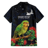 New Zealand Kakapo Matariki Personalised Family Matching Off Shoulder Short Dress and Hawaiian Shirt Pohutukawa Flower Galaxy Maori Pattern LT22 - Polynesian Pride