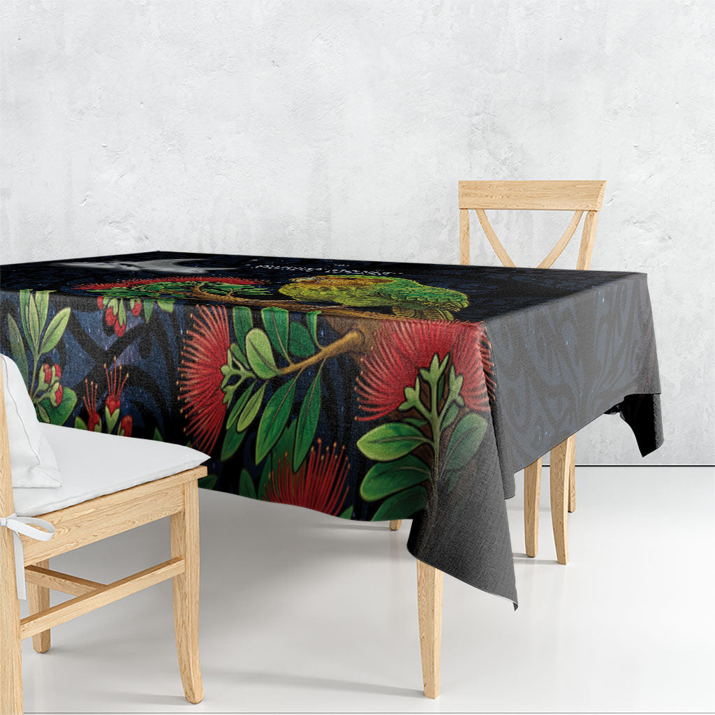 New Zealand Kakapo Matariki Personalised Tablecloth Pohutukawa Flower Galaxy Maori Pattern LT22 - Polynesian Pride