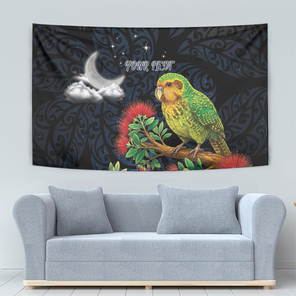 New Zealand Kakapo Matariki Personalised Tapestry Pohutukawa Flower Galaxy Maori Pattern LT22 - Polynesian Pride