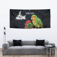 New Zealand Kakapo Matariki Personalised Tapestry Pohutukawa Flower Galaxy Maori Pattern LT22 - Polynesian Pride