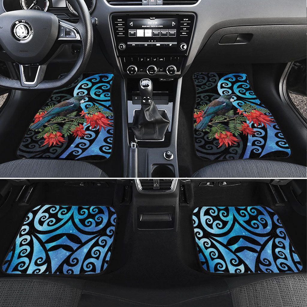 Tui Bird Kakabeak New Zealand Car Mats Clianthus Galaxy Maori Koru Pattern