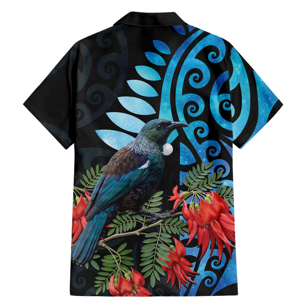 Tui Bird Kakabeak New Zealand Family Matching Long Sleeve Bodycon Dress and Hawaiian Shirt Clianthus Galaxy Maori Koru Pattern LT22 - Polynesian Pride